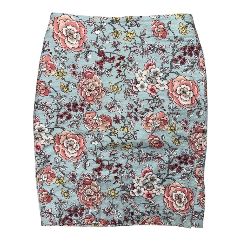 LOFT Orange and Pink Pencil Skirt Knee-Length Casual